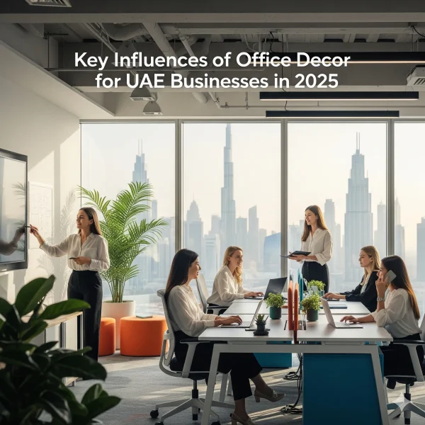 Modern office furniture Dubai with ergonomic workstations UAE and contemporary office design 2025.