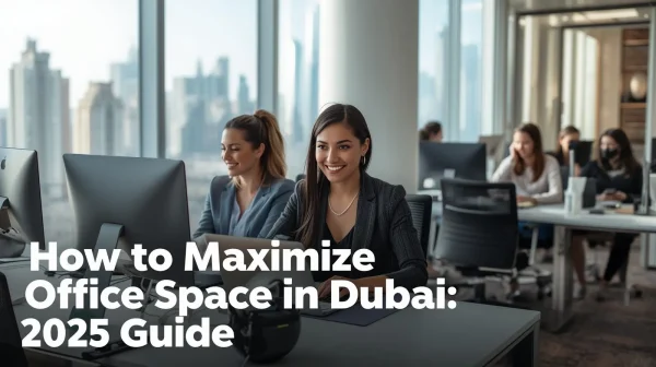 Modern Dubai office with ergonomic office furniture and space-saving workstations UAE 2025.